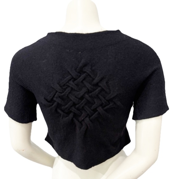 Anthropologie MOTH Black Alpaca Wool Cropped Cardigan XS Textured Knit - Picture 2 of 8